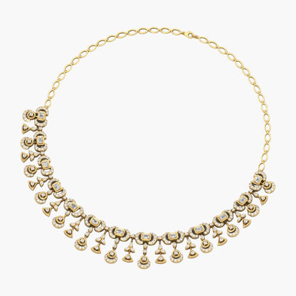 Gold necklace with intricate design on a white background, branded 'Green Lab'.