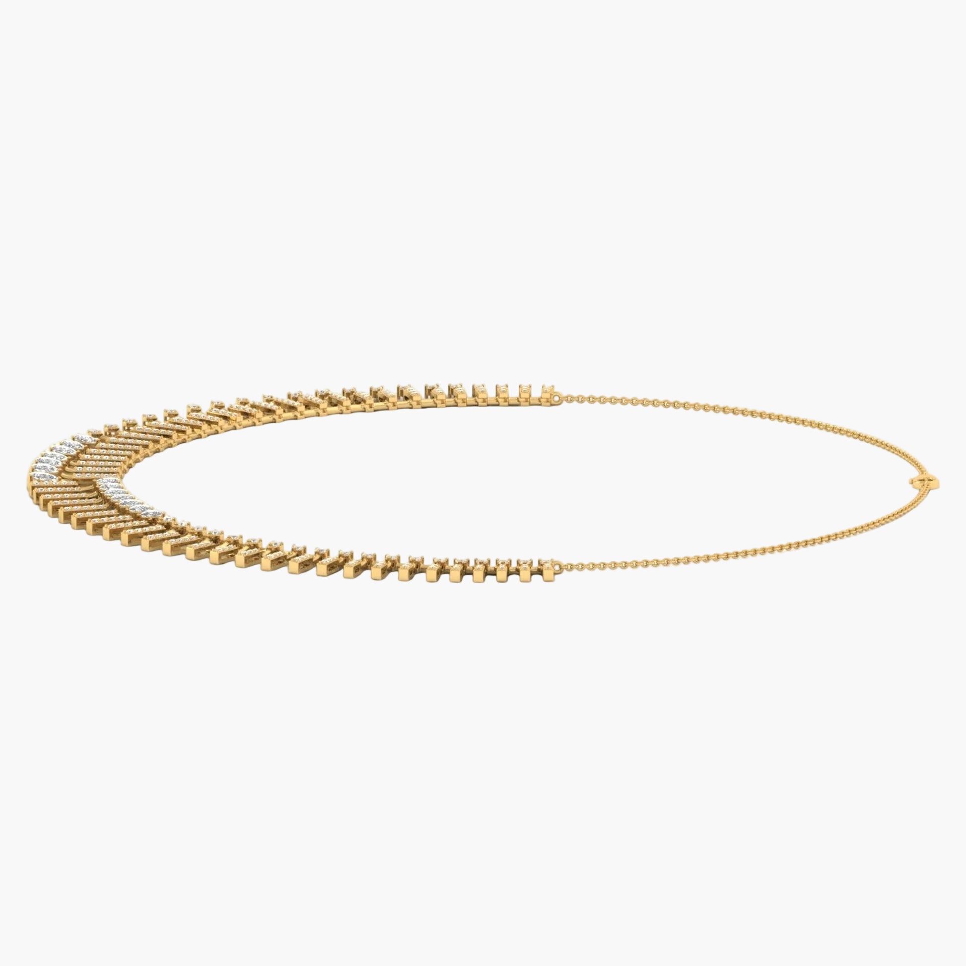 Gold necklace on a white background with 'Green Lab' branding.