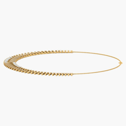 Gold necklace on a white background with 'Green Lab' branding.