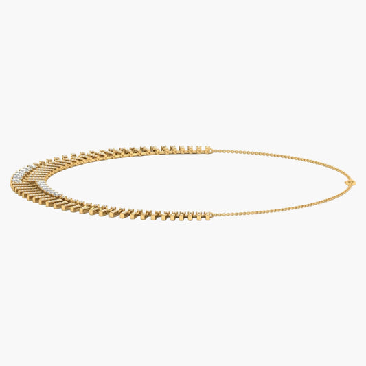 Gold necklace on a white background with 'Green Lab' branding.