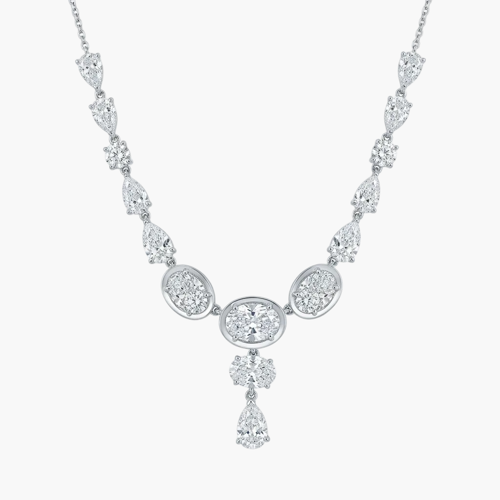Luminous Pear-Cut Y-Drop Diamond Necklace