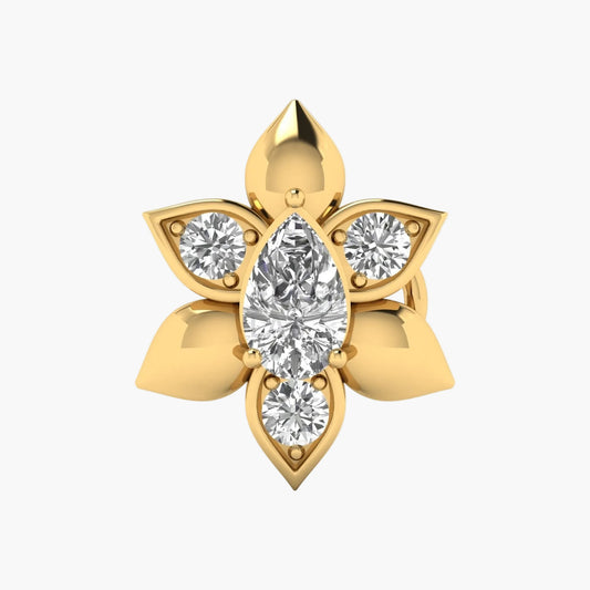 Pear Bloom Six-Petal Diamond Nosepin