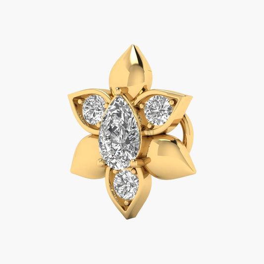 Pear Bloom Six-Petal Diamond Nosepin
