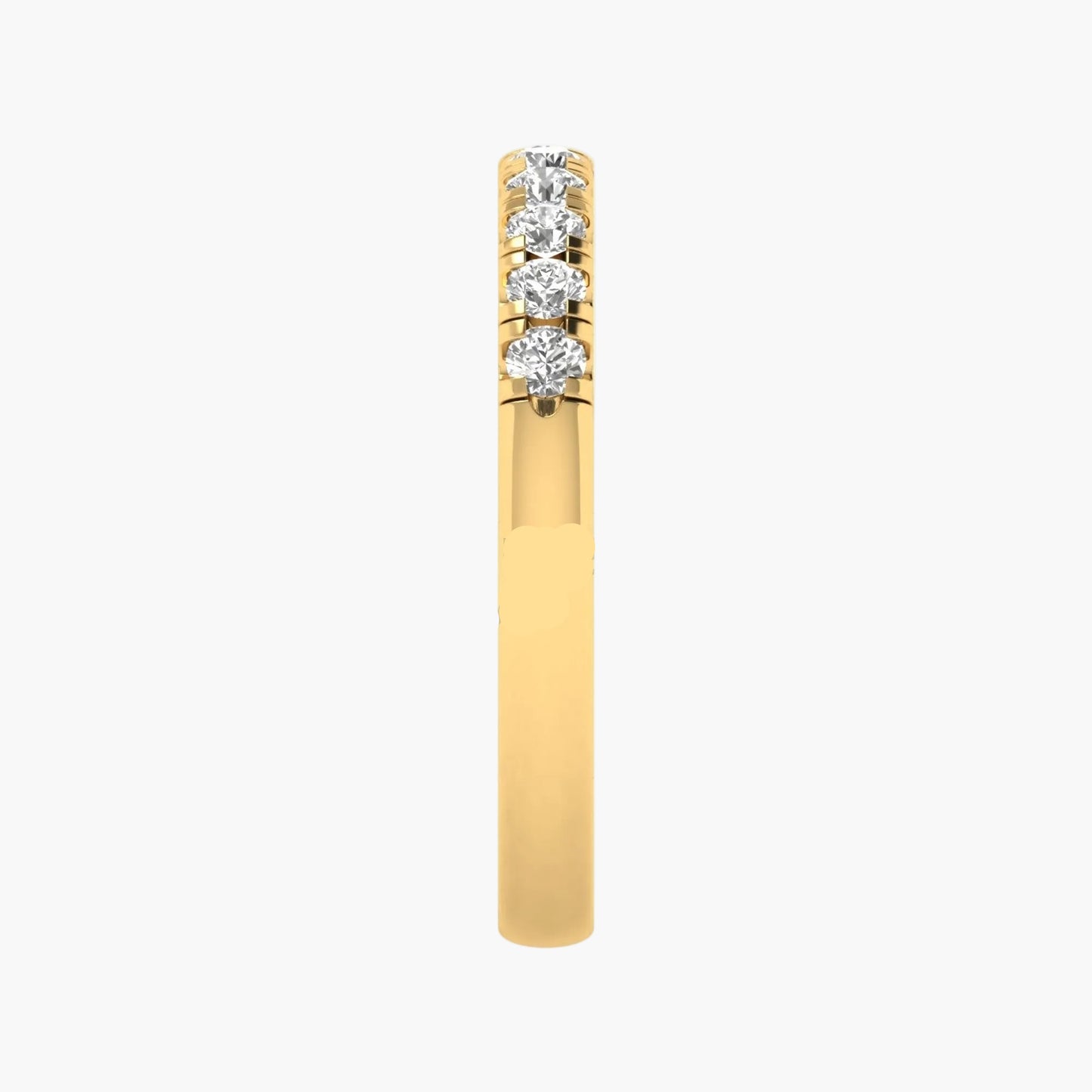 Gold earring with three diamonds on a white background