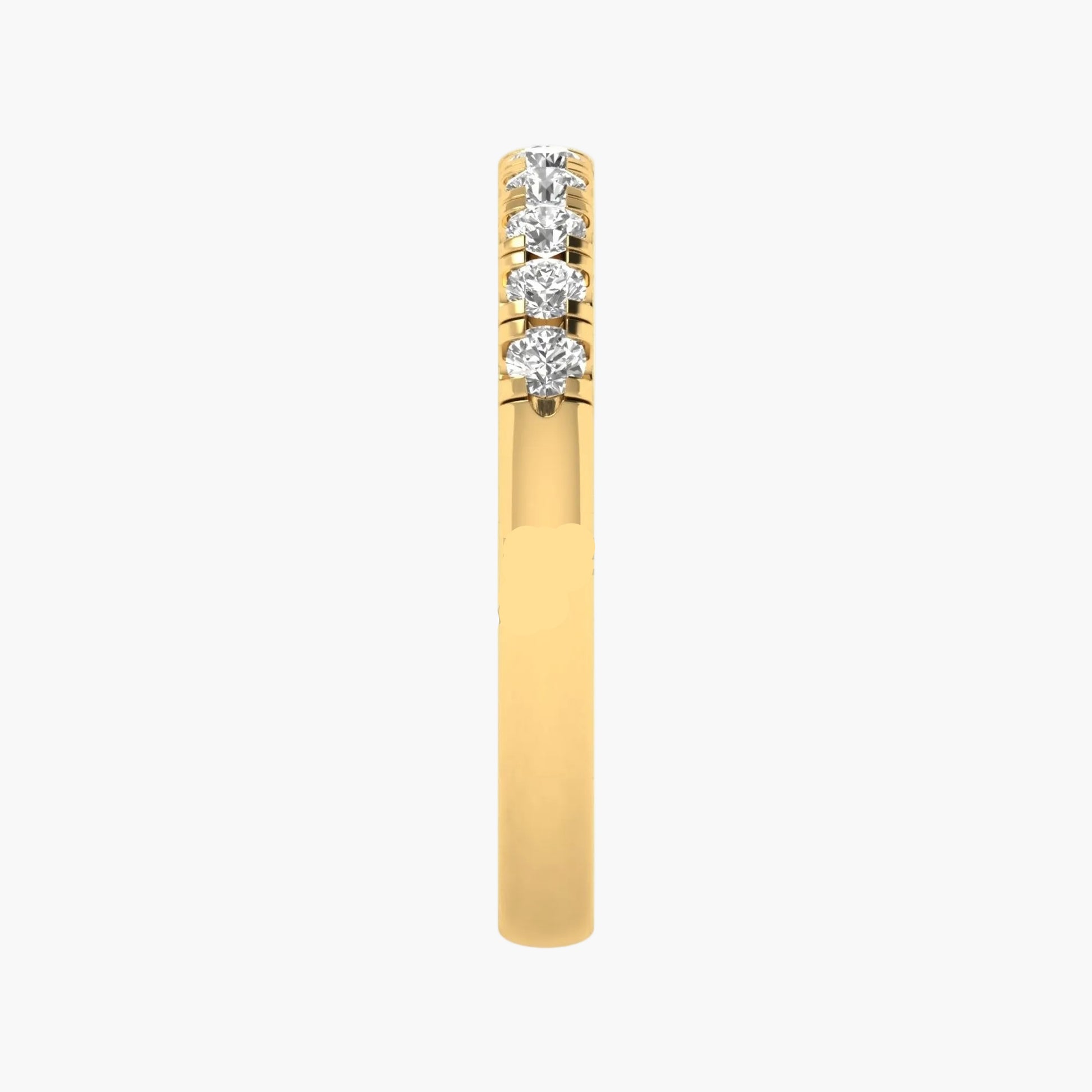 Gold earring with three diamonds on a white background