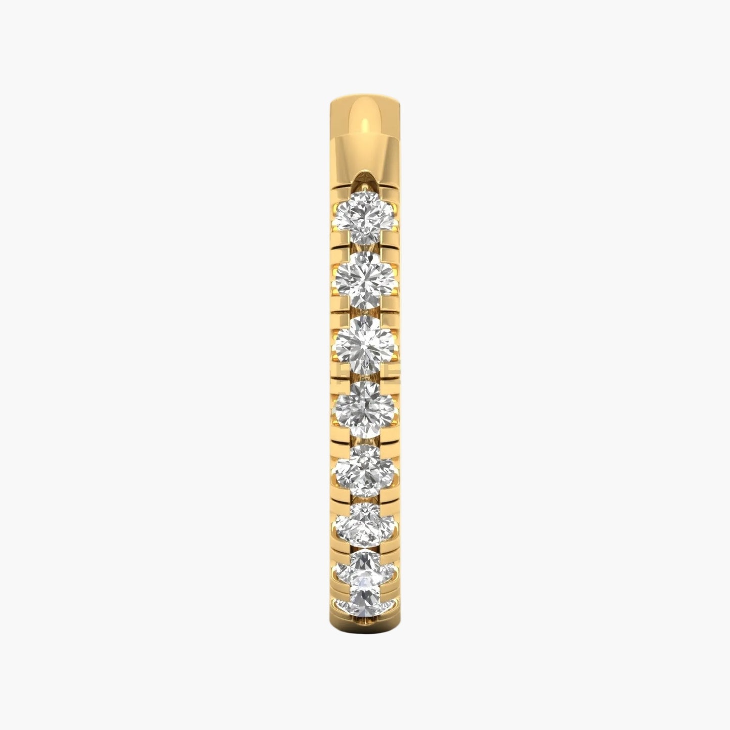 Gold ring with embedded diamonds on a white background