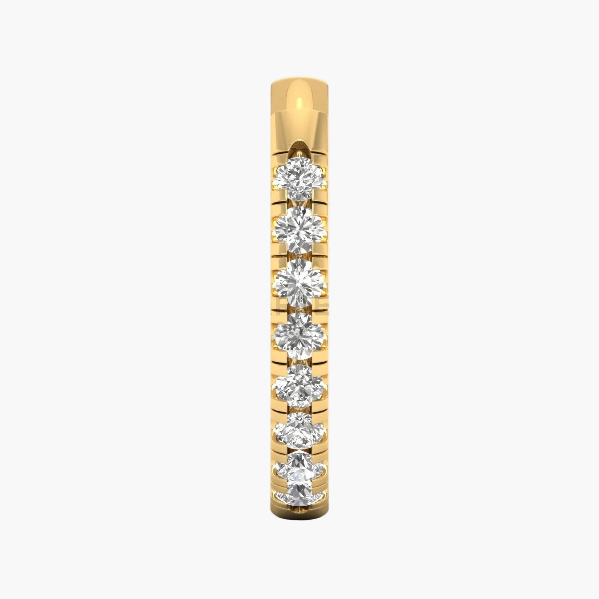 Gold ring with embedded diamonds on a white background