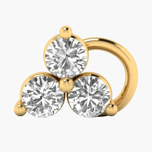 Triple Diamond Cluster Hoop Nose Ring
