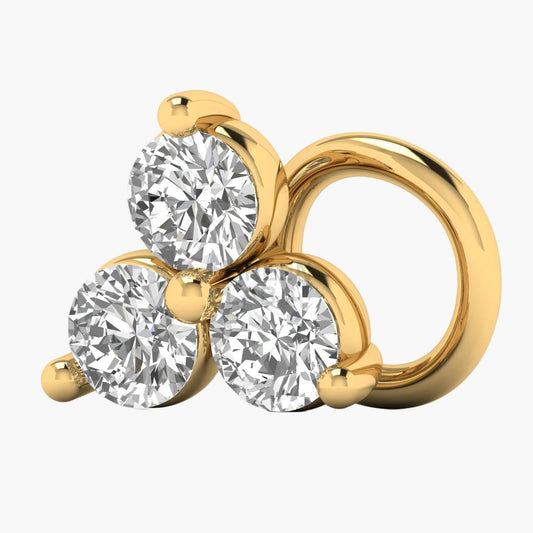Triple Diamond Cluster Hoop Nose Ring