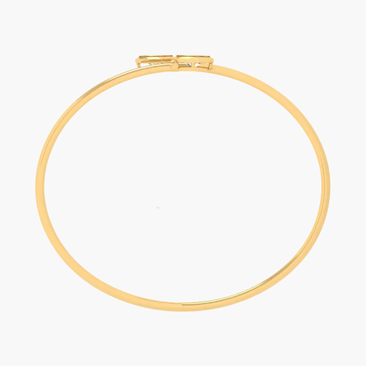 A thin gold bangle bracelet with a small rectangular clasp at the top, shown on a plain white background with a faint GREEN LAB watermark.