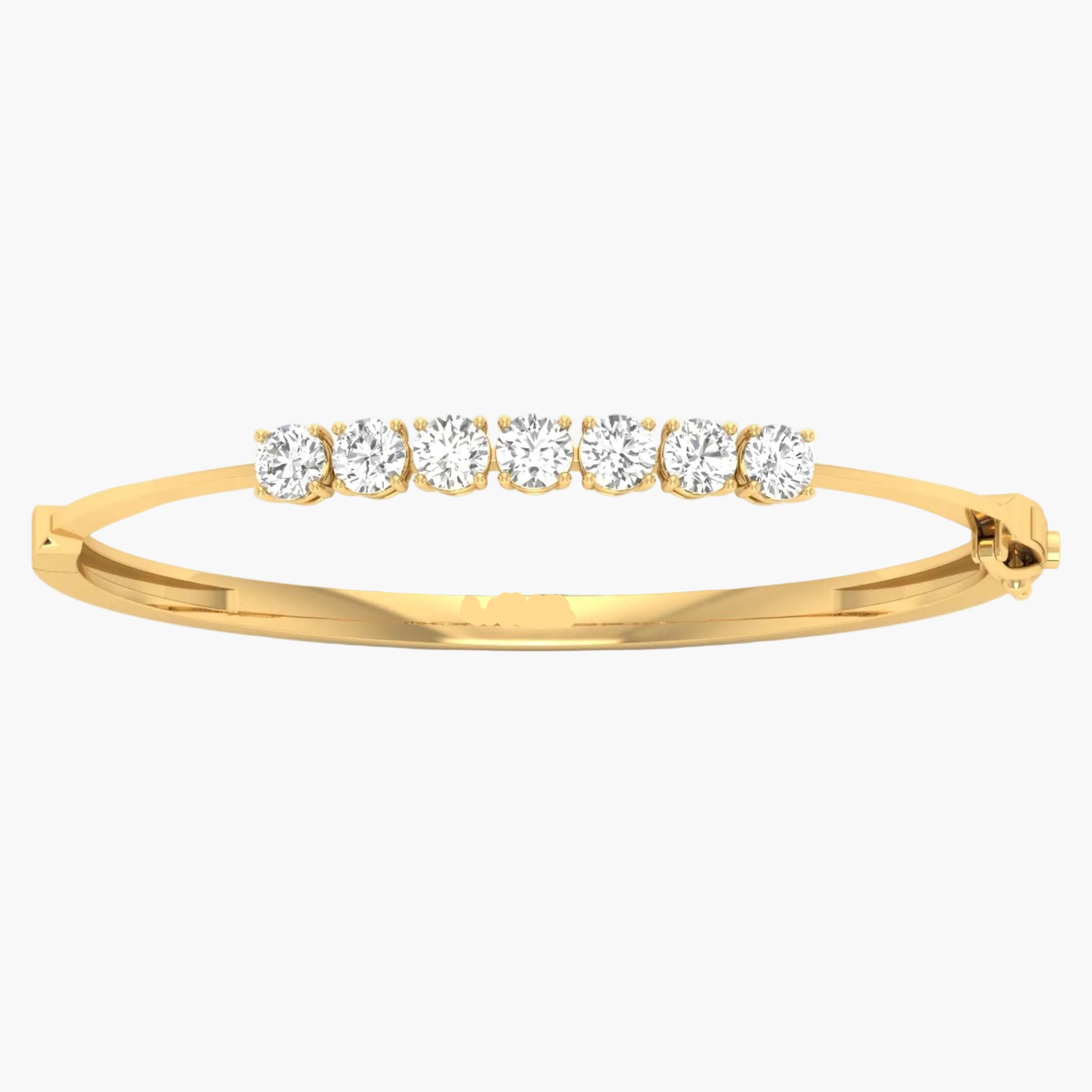 Gold bracelet with diamonds on a white background