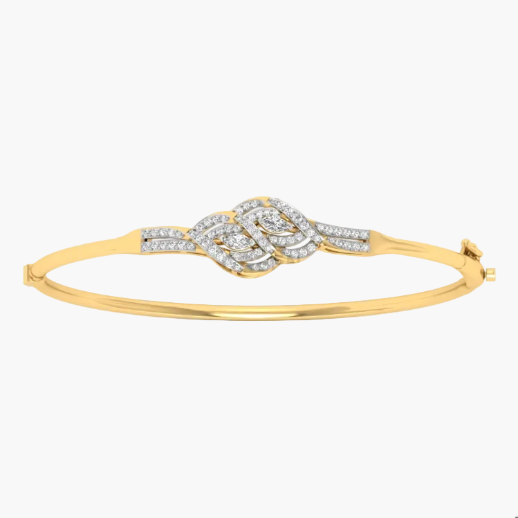 Luxurious Woven Pattern Diamond Bangle