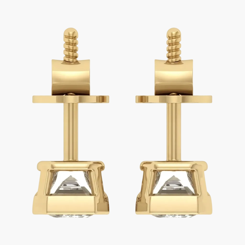 Classic Emerald-Cut Diamond Bezel Stud Earrings