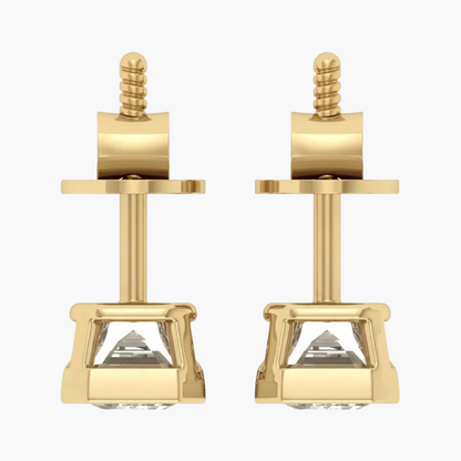 Classic Emerald-Cut Diamond Bezel Stud Earrings