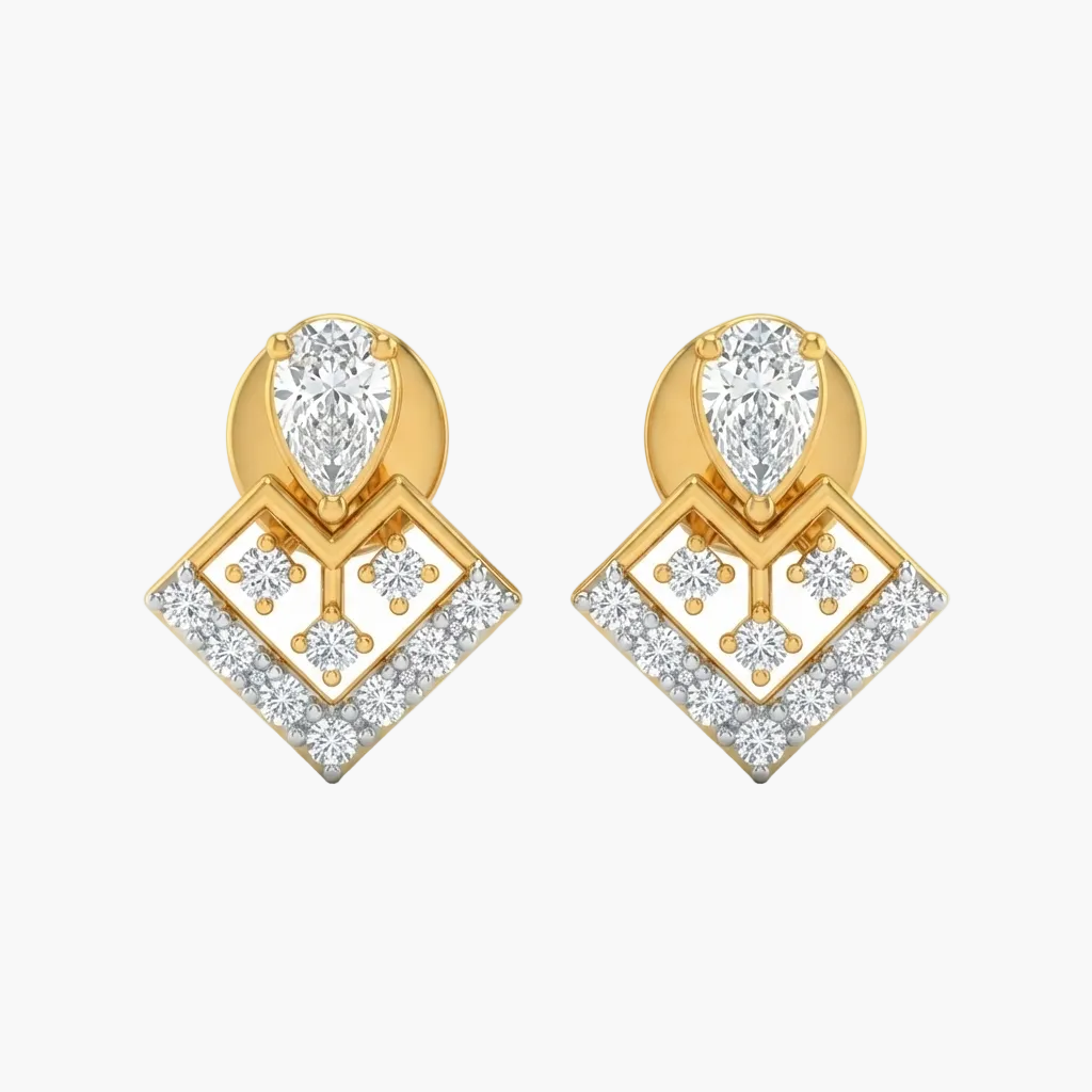Sophisticated Square-Frame Diamond Drop Earrings