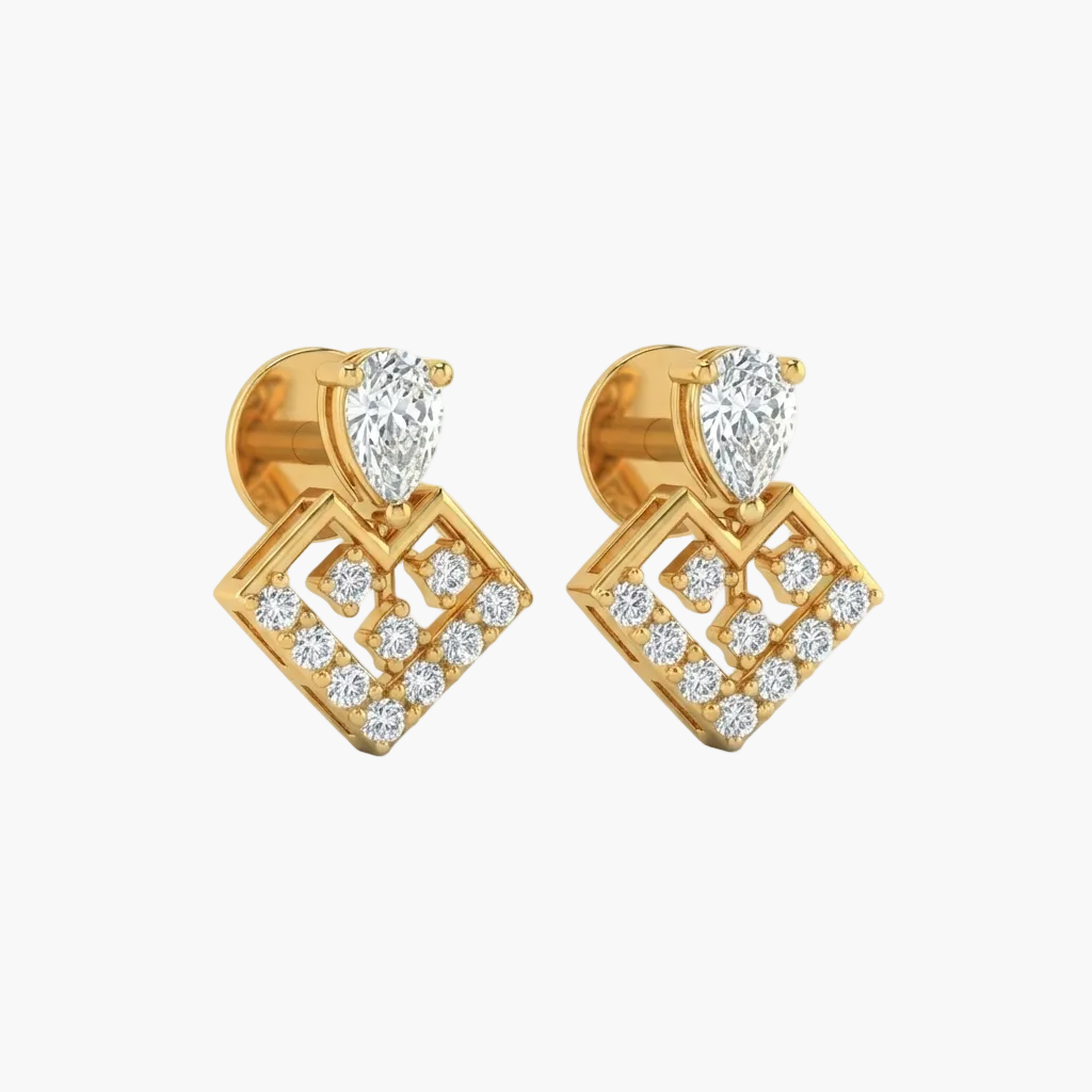 Sophisticated Square-Frame Diamond Drop Earrings