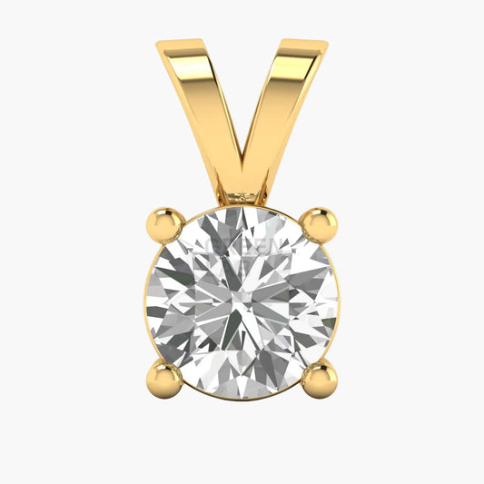 Gold pendant with a large diamond on a white background