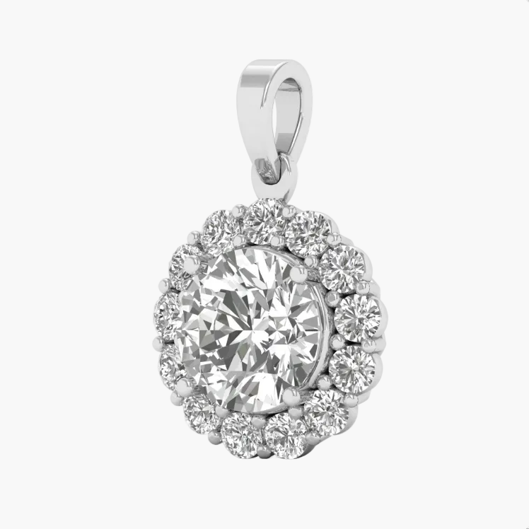 Classic Round Halo Diamond Pendant