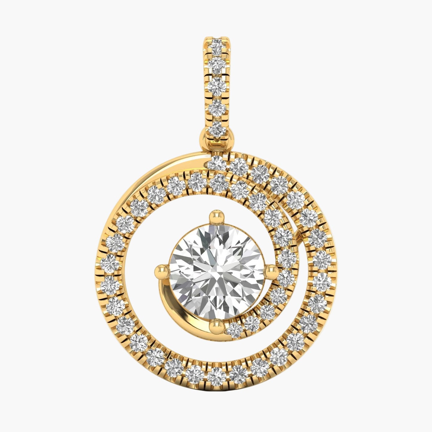 Double Circle Halo Diamond Pendant