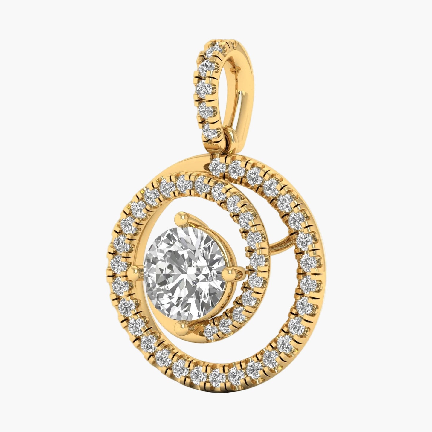 Double Circle Halo Diamond Pendant