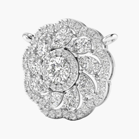 Blooming Petal Halo Diamond Pendant