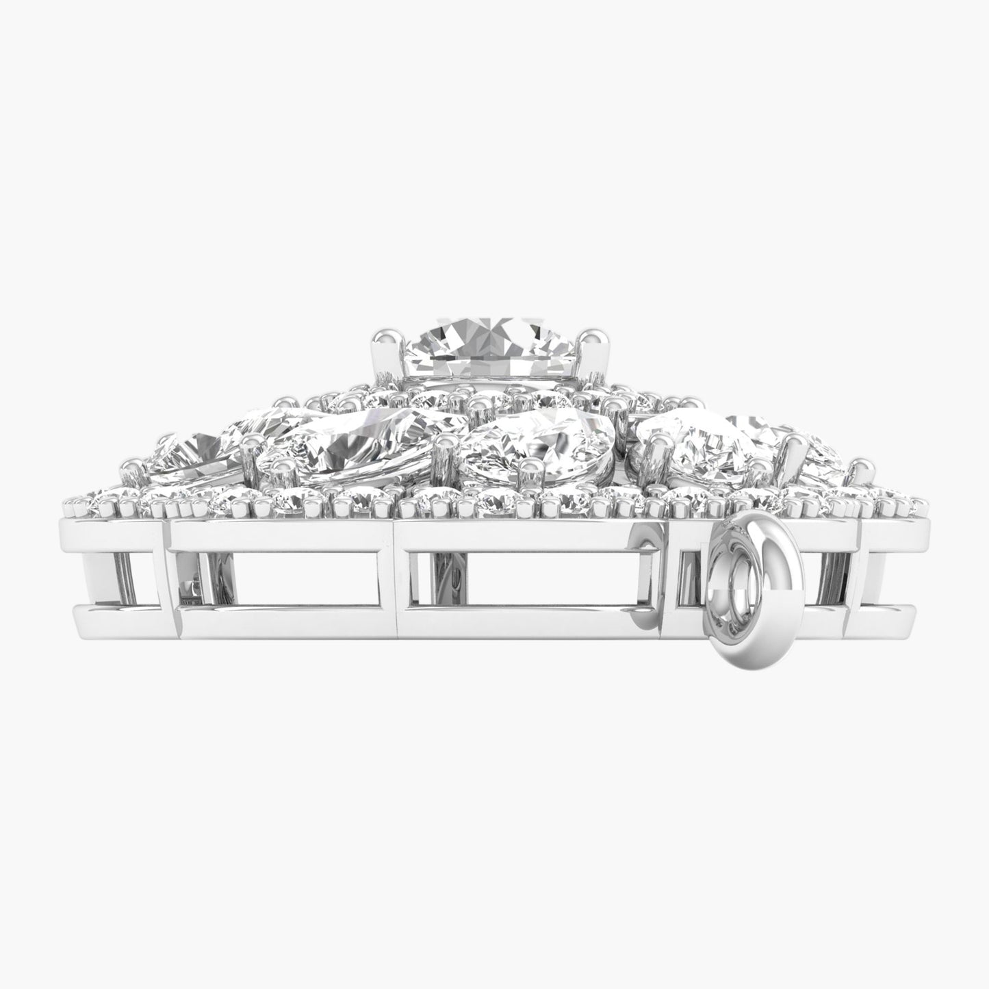 Blooming Petal Halo Diamond Pendant