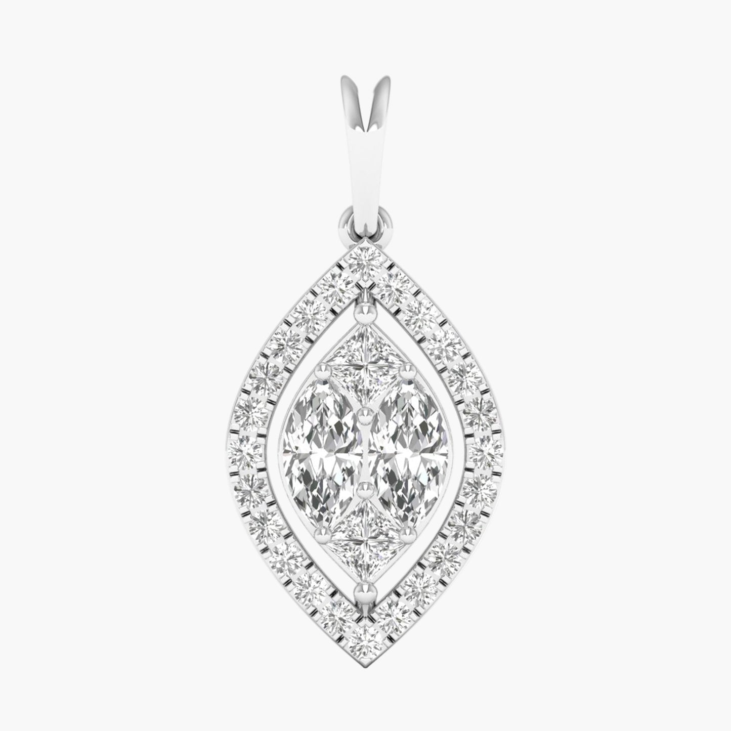 Marquise Cluster Halo Diamond Pendant