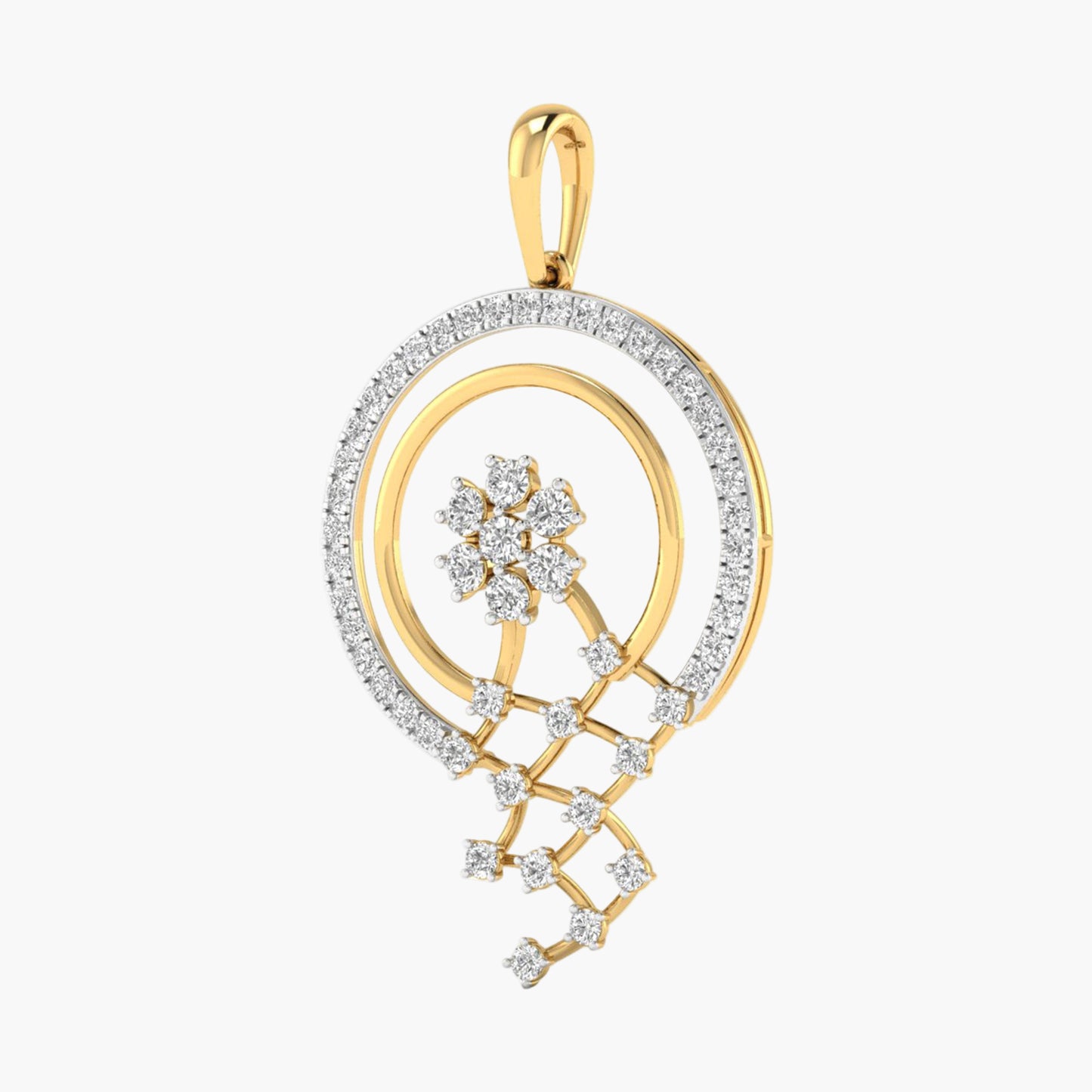 Blooming Lattice Circle Diamond Pendant
