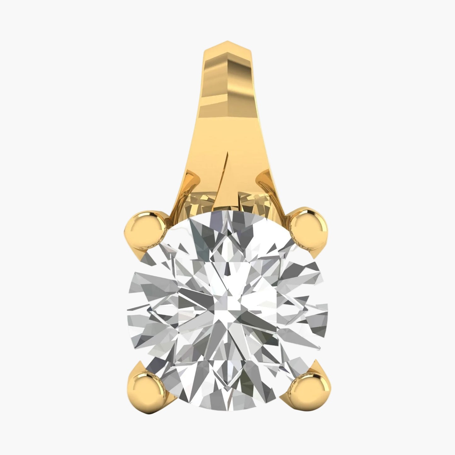 Gold ring with a large diamond on a white background