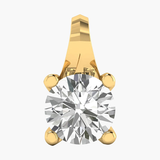 Gold ring with a large diamond on a white background