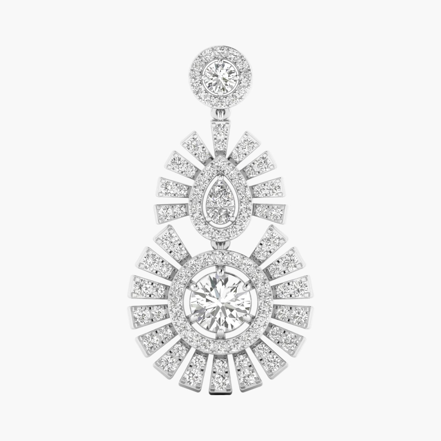 Celestial Sunburst Drop Diamond Pendant