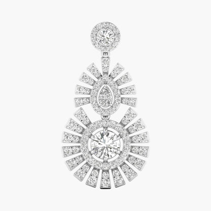 Celestial Sunburst Drop Diamond Pendant
