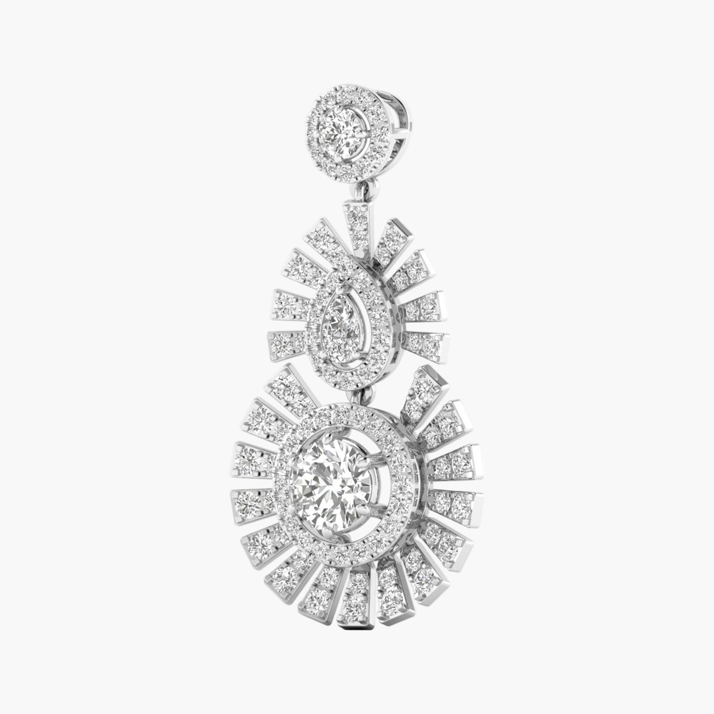 Celestial Sunburst Drop Diamond Pendant