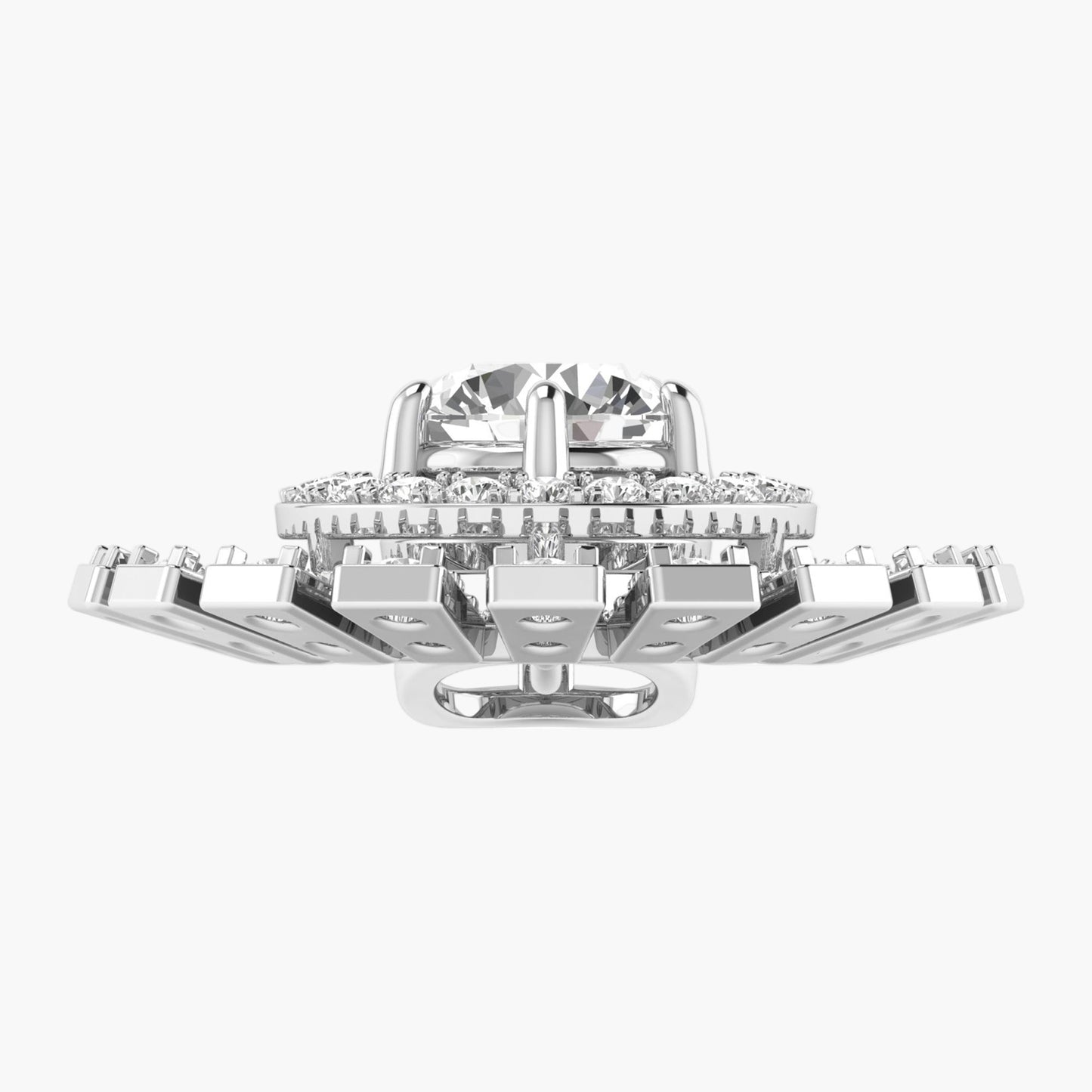 Celestial Sunburst Drop Diamond Pendant