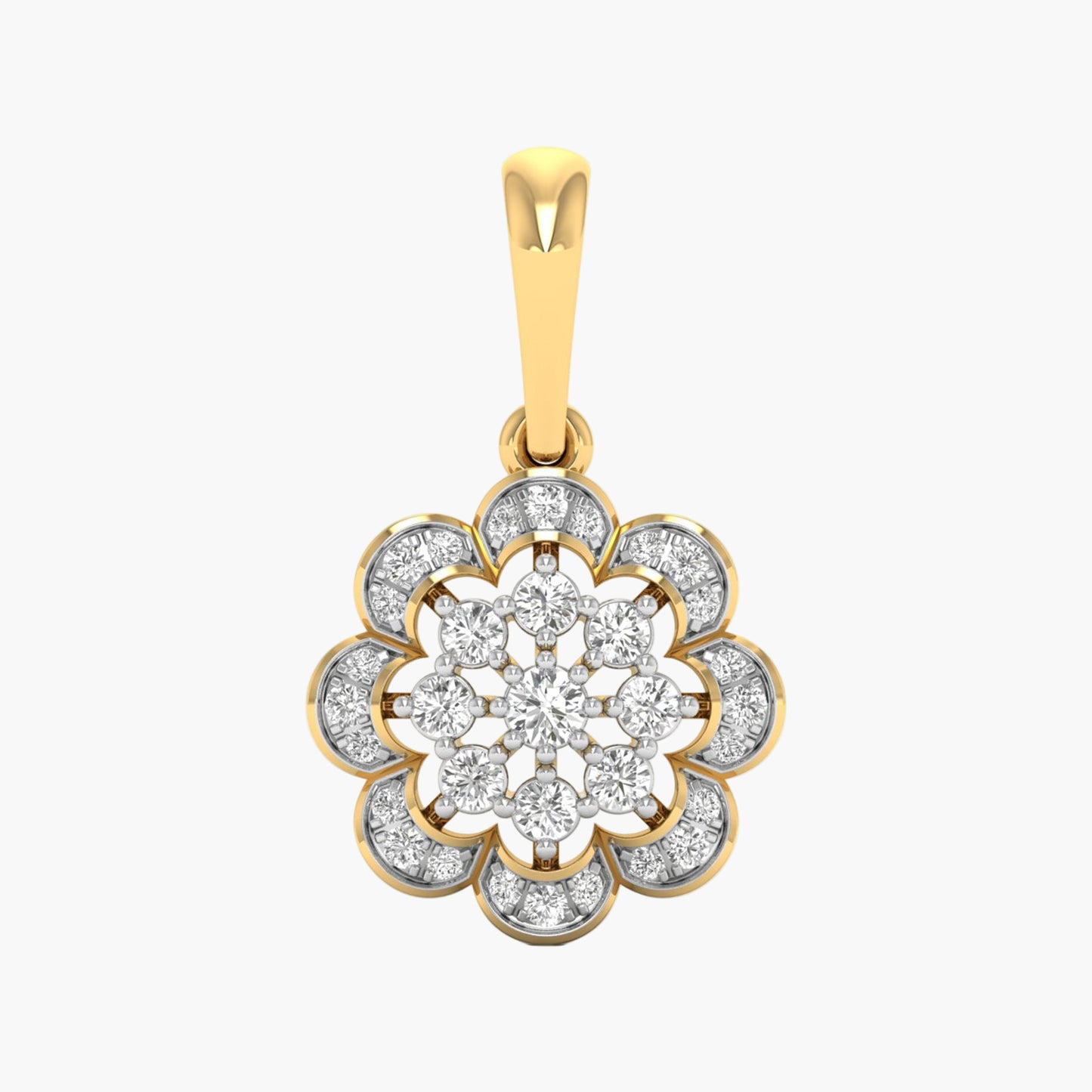 Scalloped Blossom Cluster Diamond Pendant