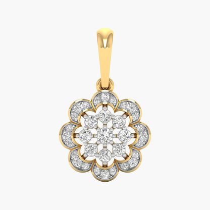 Scalloped Blossom Cluster Diamond Pendant