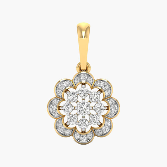 Scalloped Blossom Cluster Diamond Pendant