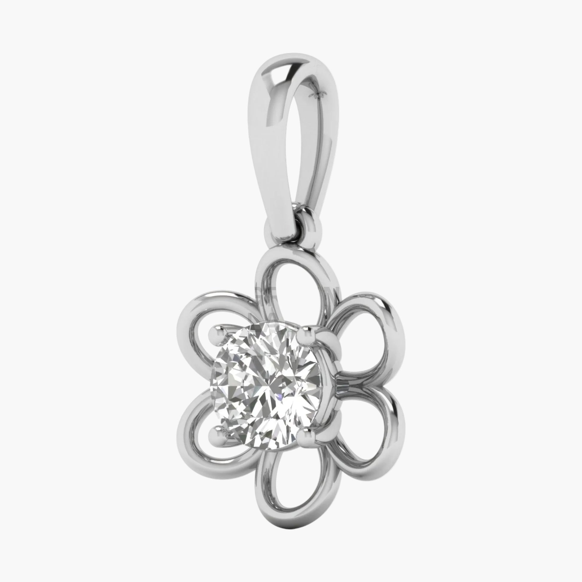 Silver pendant with a central gemstone on a white background