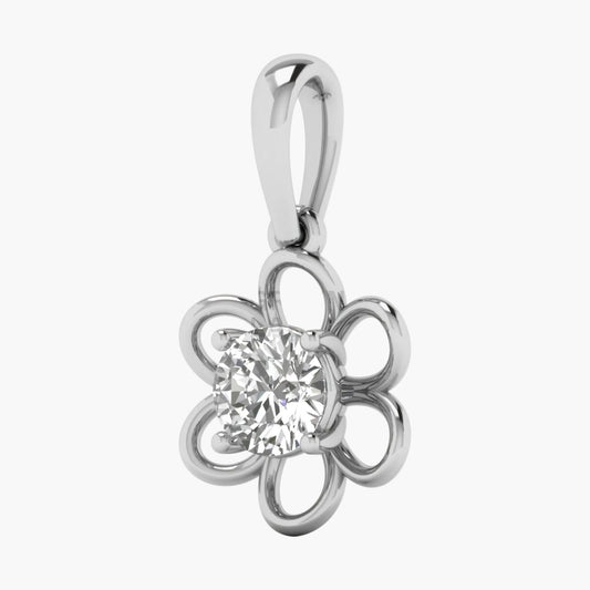 Silver pendant with a central gemstone on a white background
