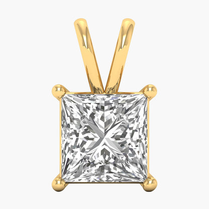 Gold pendant with a large diamond on a white background