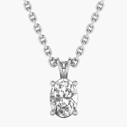 Diamond pendant on a chain against a white background