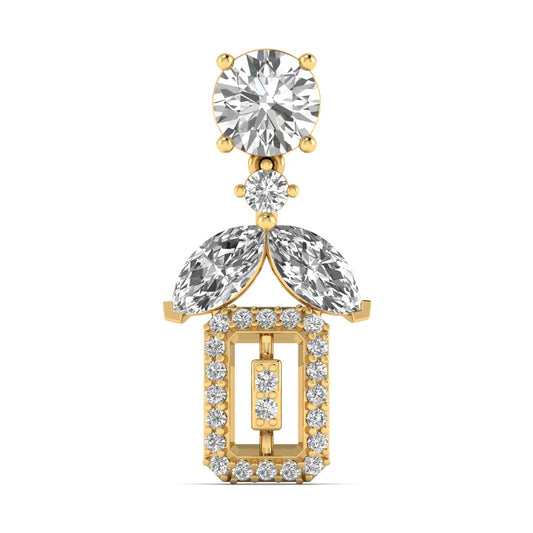 Architectural Leaf Drop Diamond Pendant