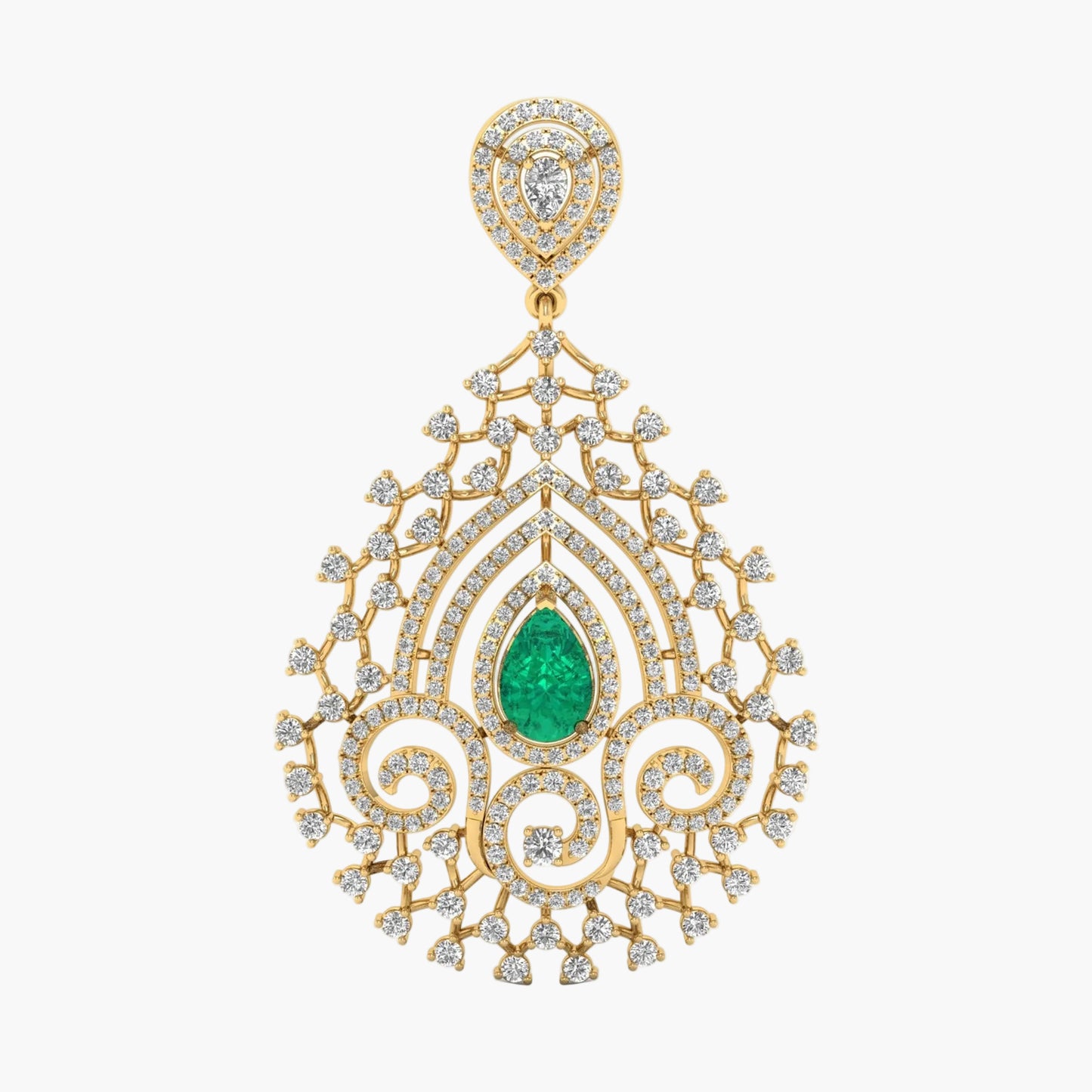 Emerald Filigree Grandeur Diamond Pendant