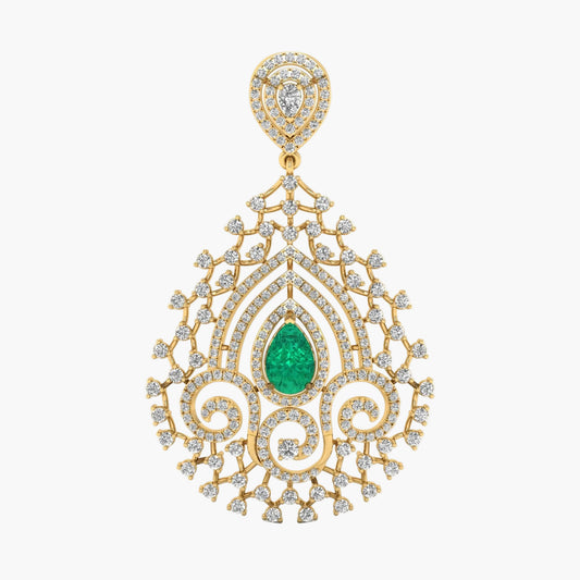Emerald Filigree Grandeur Diamond Pendant