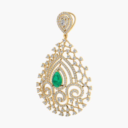 Emerald Filigree Grandeur Diamond Pendant