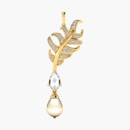 Pearl Feather Elegance Diamond Pendant