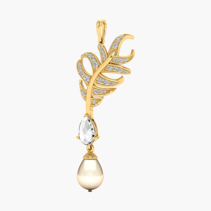 Pearl Feather Elegance Diamond Pendant