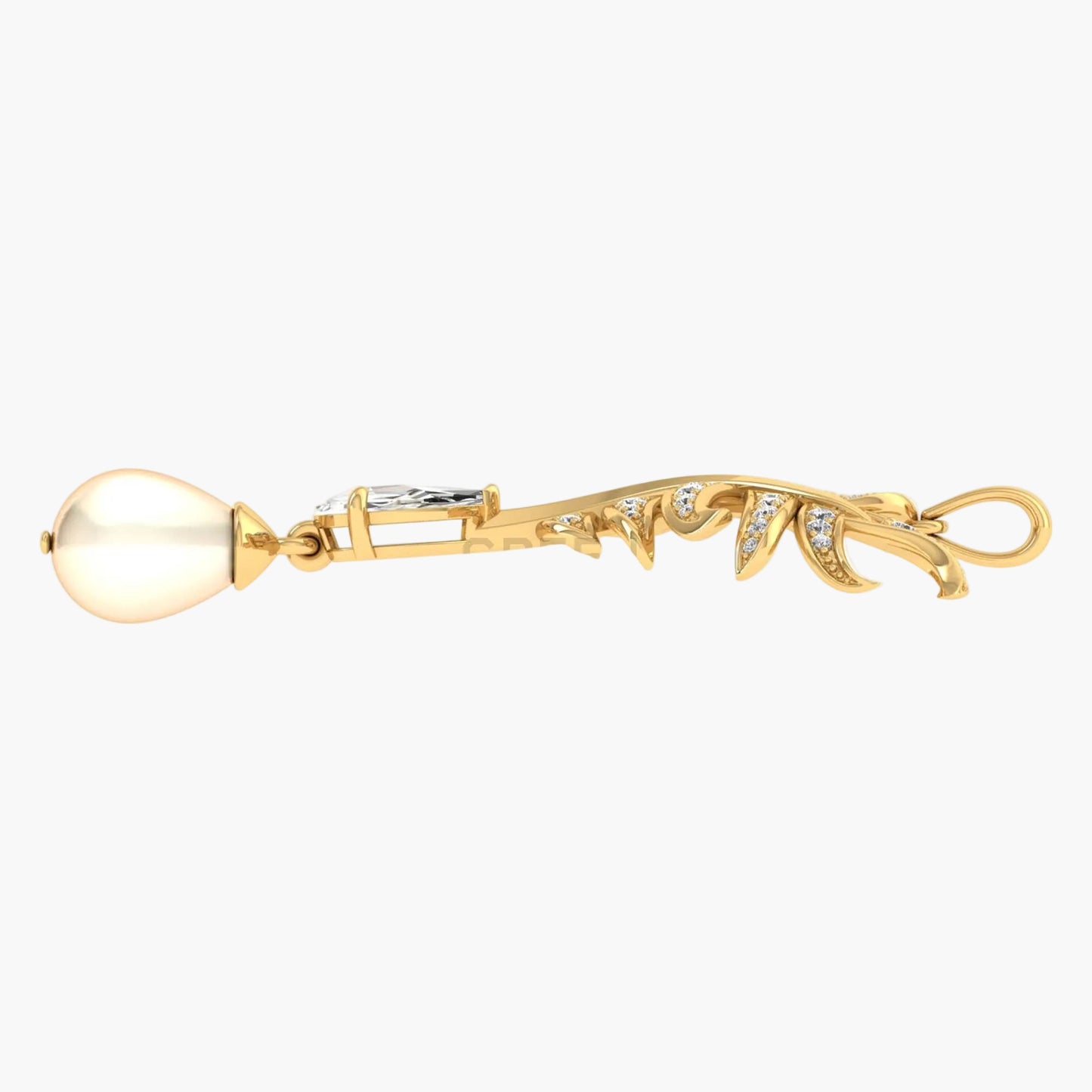 Pearl Feather Elegance Diamond Pendant