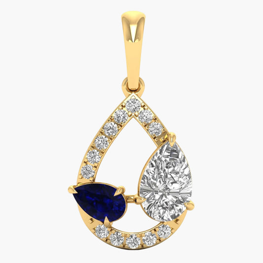 Sapphire Diamond Duet Diamond Pendant