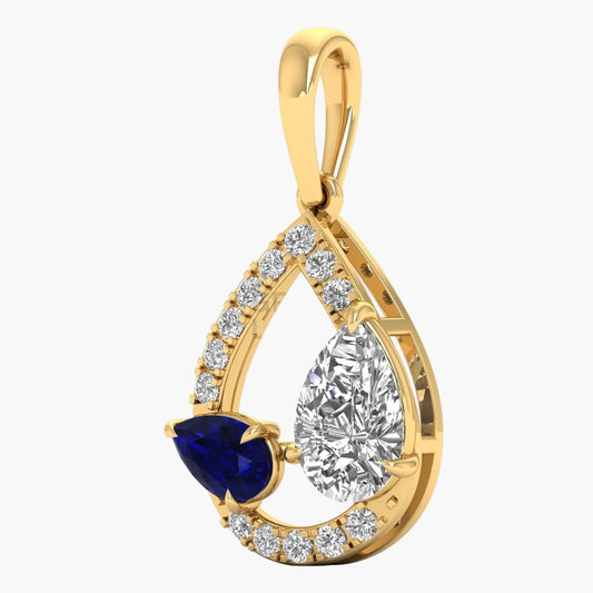 Sapphire Diamond Duet Diamond Pendant